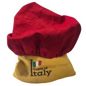 Taste Of Italy Chef Hat Uniform Costume Red Yellow Adjustable Kitchen Cook